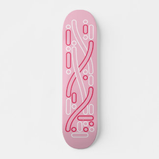 Skateboard deck linear patterns in red and pink