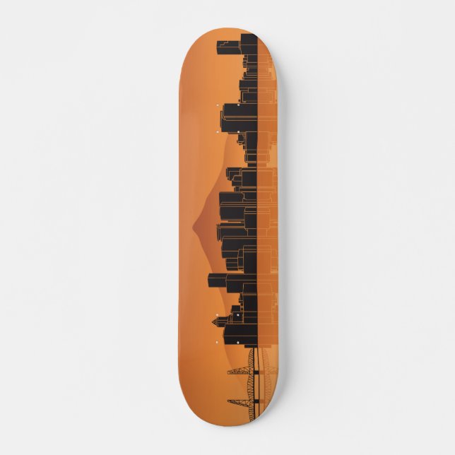 Skateboard Deck - Portland Skyline - Orange (Front)