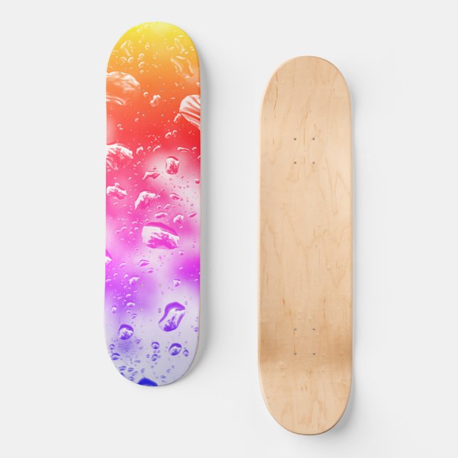 Skateboard Deck, Rainbow Raindrops design (Front)
