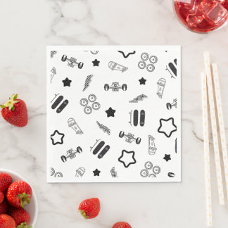 Skateboard Designs and Elements Paper Napkin