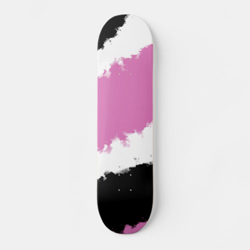 Skateboard Digital Watercolor Black White Pink Skateboard