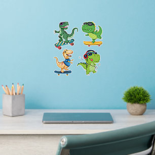 Skateboard Dinosaur Cartoon Wall Decal
