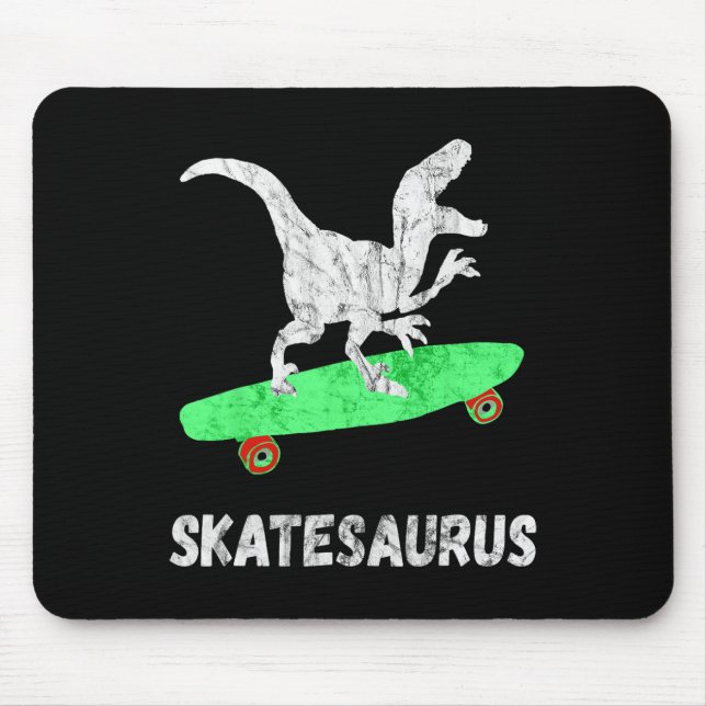 Skateboard Dinosaur Skateboarding T-rex Funny Skat Mouse Pad (Front)
