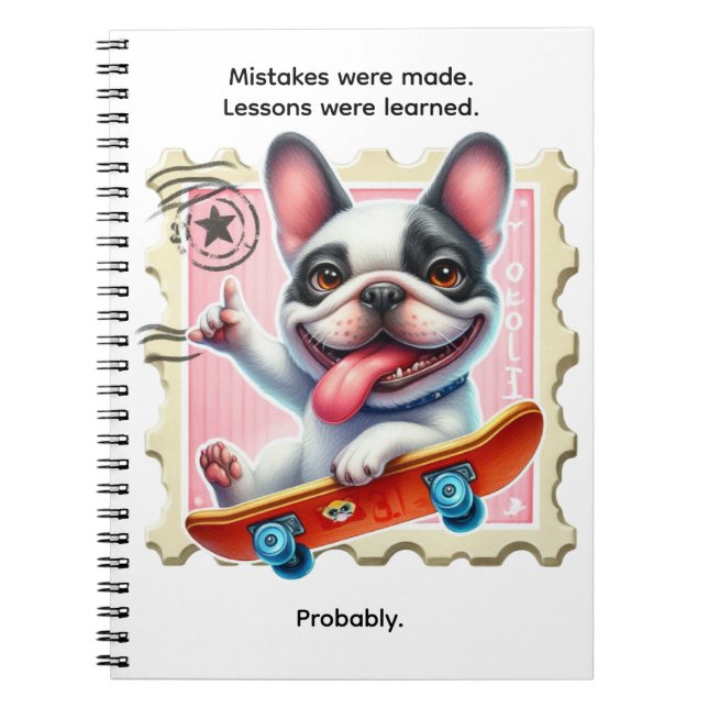 Skateboard dog on a stamp notebook (Front)