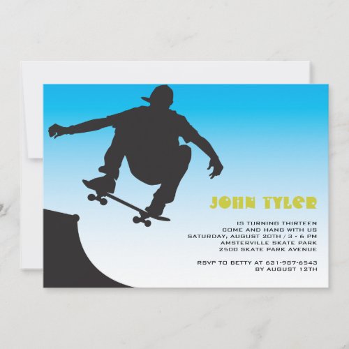 Skateboard Dude Invitation