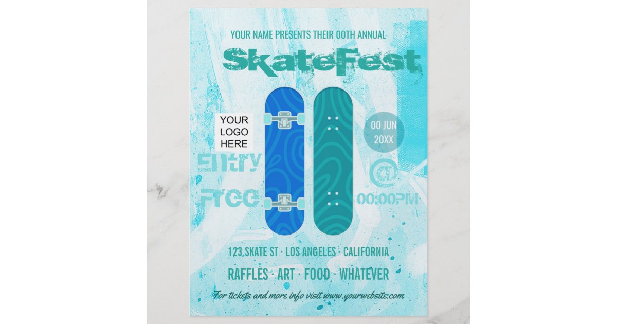 Skateboard Event Advertisement Add Photo And Logo Flyer Zazzle Com