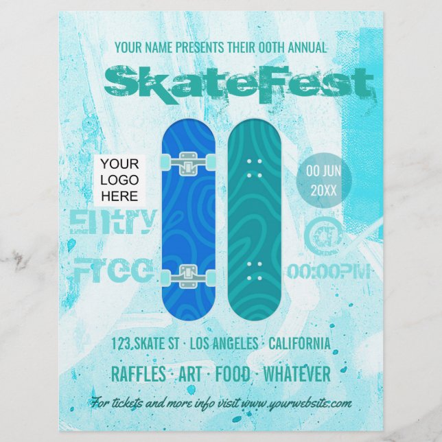 Skateboard Event Advertisement add photo and logo Flyer (Front)