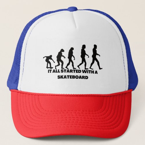 skateboard evolution trucker hat