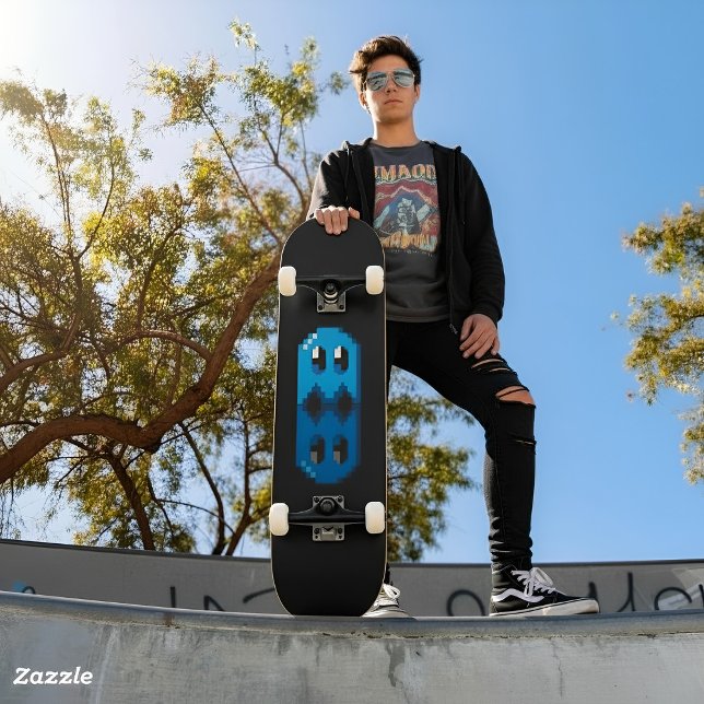 Skateboard fan art Pac-Man phantom blue black (Skateboard fan art Pac-Man fantôme bleu noir)