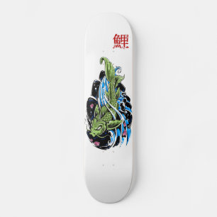 Skateboard Fish Koi Japanese watercolor style
