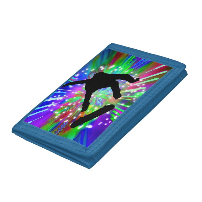 Skateboard Flip Out in Fireworks Trifold Wallet (Bottom)