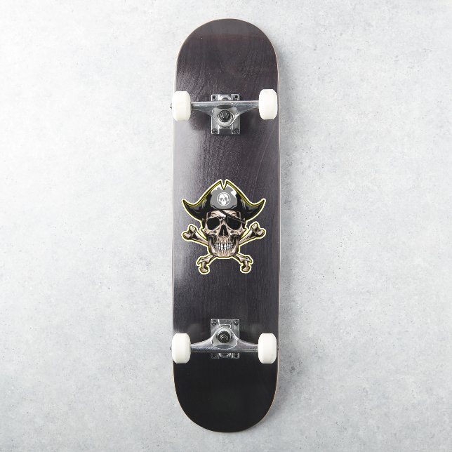 Skateboard fun Jolly Roger Skull  Cross Bones Sticker (Skateboard)