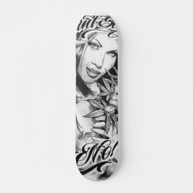 Skateboard girl smoke weed deck (Front)