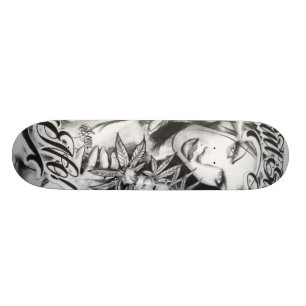 Skateboard girl smoke weed deck