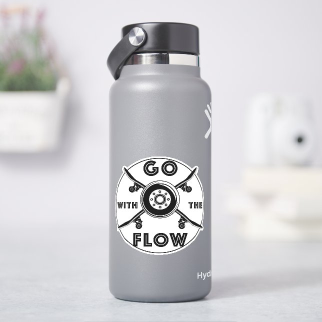 Skateboard Go With The Flow 4" Kiss Cut Vinyl Sticker (HydroFlask)
