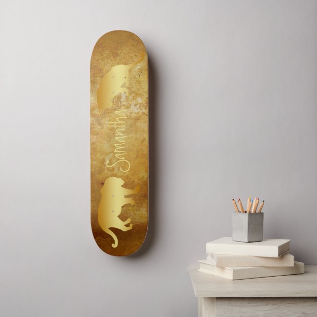 Skateboard Gold Lions personalized (Wall Art)
