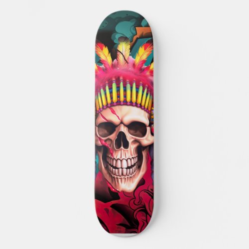 Skateboard Graffiti native american skull