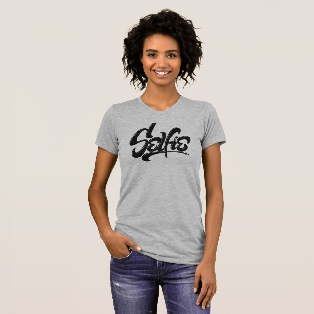 Skateboard Graffiti SELFIE Street Art Lettering T-Shirt (Front Full)