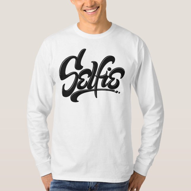 Skateboard Graffiti Selfie Street Art Lettering T-Shirt (Front)