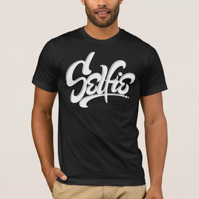 Skateboard Graffiti Selfie Street Art Lettering T-Shirt (Front)