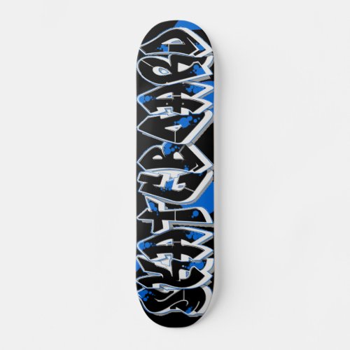 Skateboard graffiti style blue and black