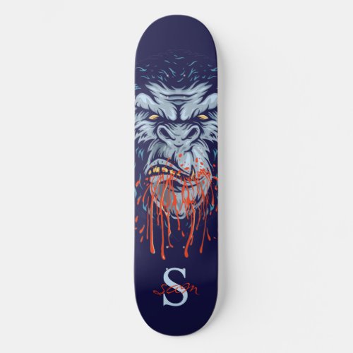 skateboard Gray Gorilla Skull Monogram 