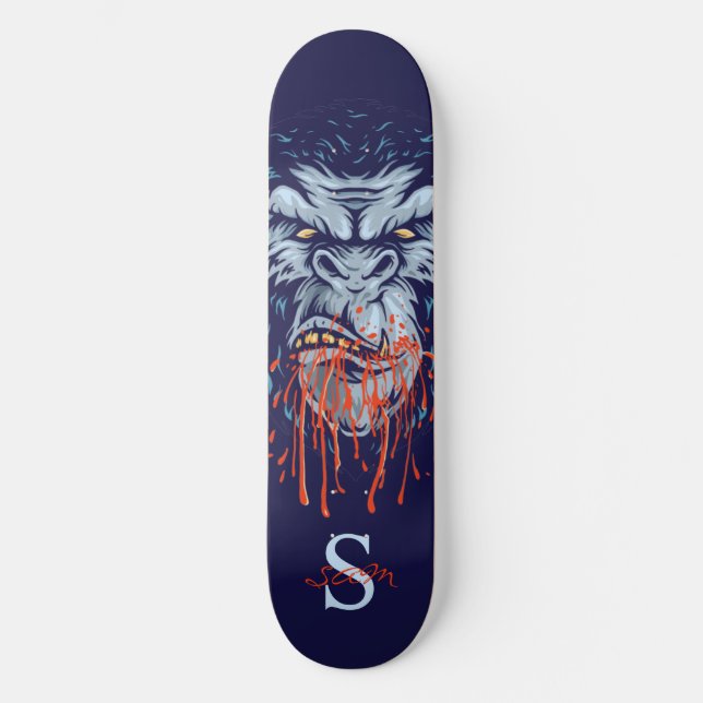 skateboard Gray Gorilla Skull Monogram  (Front)