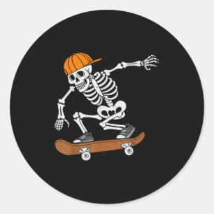 Skateboard Halloween Costume Skeleton Skateboardin Classic Round Sticker