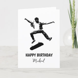 Skateboard Happy Birthday Add Name  Card