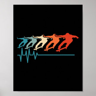 Skateboard Heartbeat Funny Skateboarder Skateboard Poster