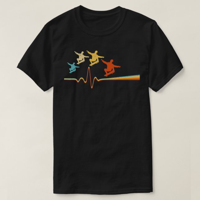 Skateboard Heartbeat Retro Skateboarding Skateboar T-Shirt (Design Front)