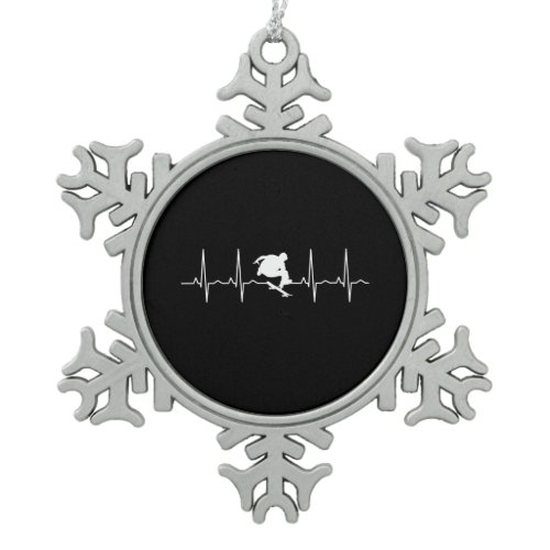 Skateboard Heartbeat Snowflake Pewter Christmas Ornament
