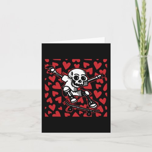 Skateboard Hearts Valentines Day Skull Love Skater Card