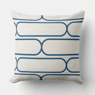 Skateboard Hourglass – Modern Blue & Cream Throw Pillow