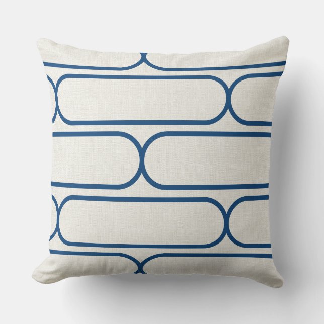 Skateboard Hourglass – Modern Blue & Cream Throw Pillow (Front)
