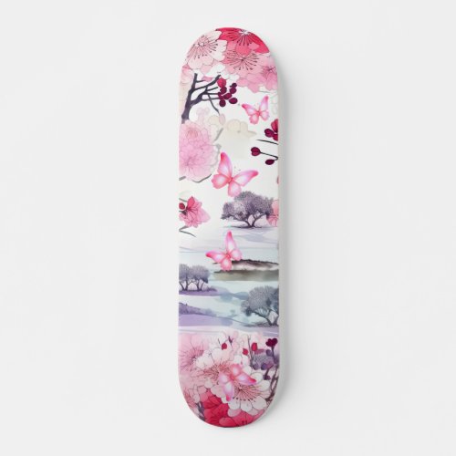 Skateboard Japanese Art  Butterflies