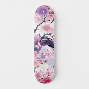 Skateboard Japanese Cherry Blossom & Butterflies