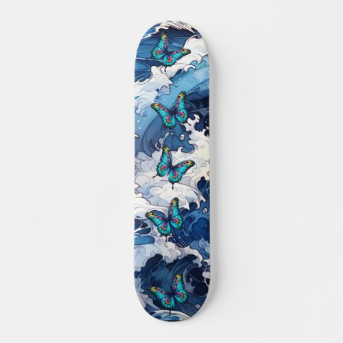 Skateboard Japanese Waves  Butterflies