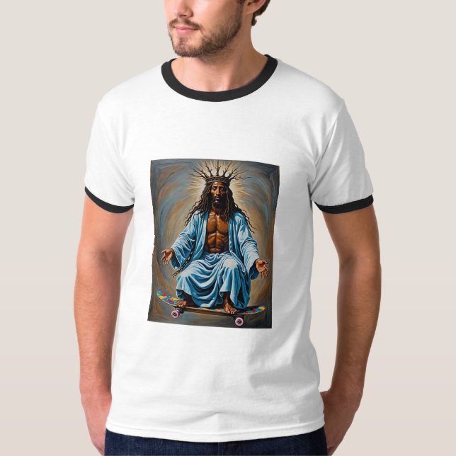 Skateboard Jesus Crowned King Streetwear Tee (Front)