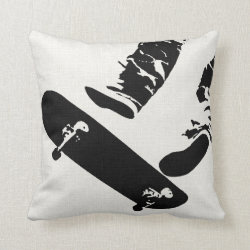 Skateboard Jump - Black And White Throw Pillow