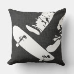 Skateboard Jump – Urban Action Grey Look  Throw Pillow