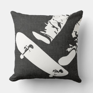 Skateboard Jump – Urban Action Grey Look Throw Pillow