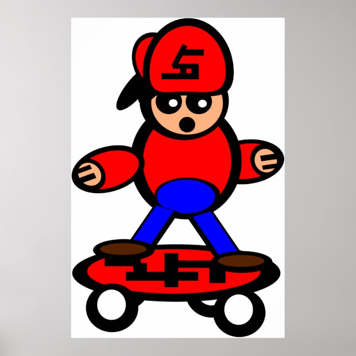 Skateboard Kid Cartoon Poster Print