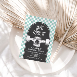 Skateboard Let's Kick It Birthday Invitation