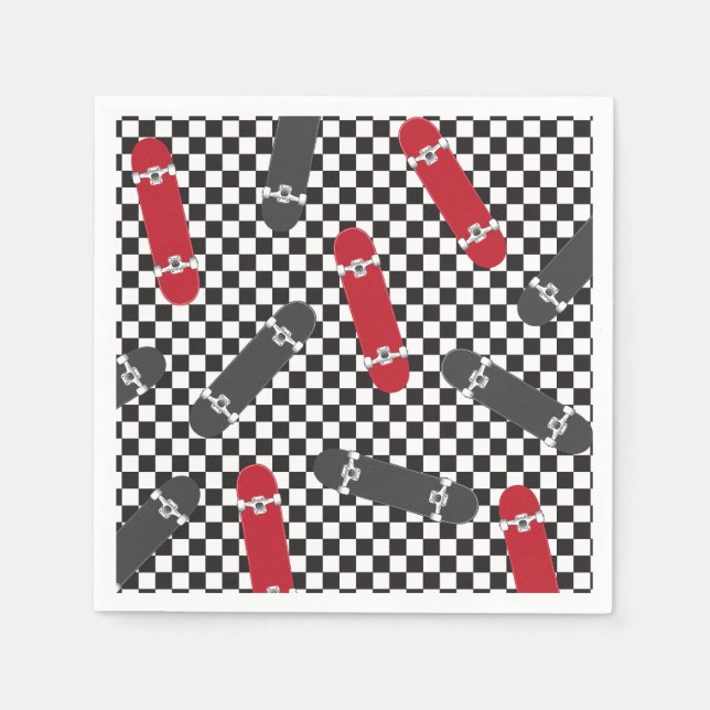 Skateboard Let's Kick It Birthday Napkins (Front)