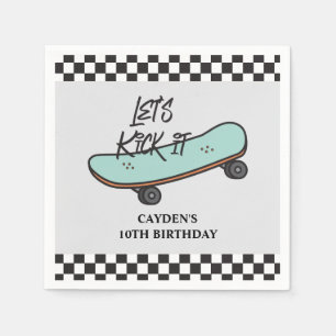 Skateboard Let's Kick It Birthday Napkins