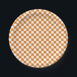 Skateboard Let's Kick It Birthday Paper Plates<br><div class="desc">Skateboard Let's Kick It,  Birthday party plates with orange check.</div>