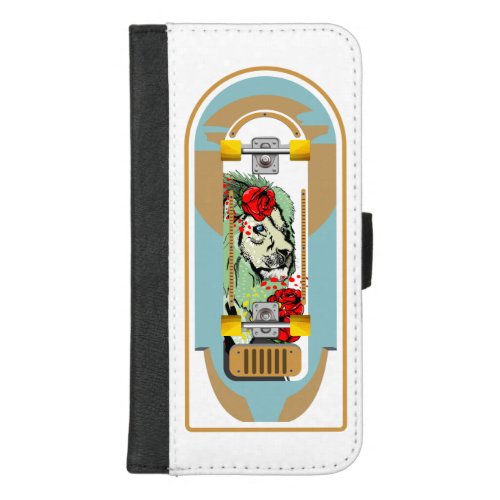Skateboard lion illustration iPhone 87 plus wallet case