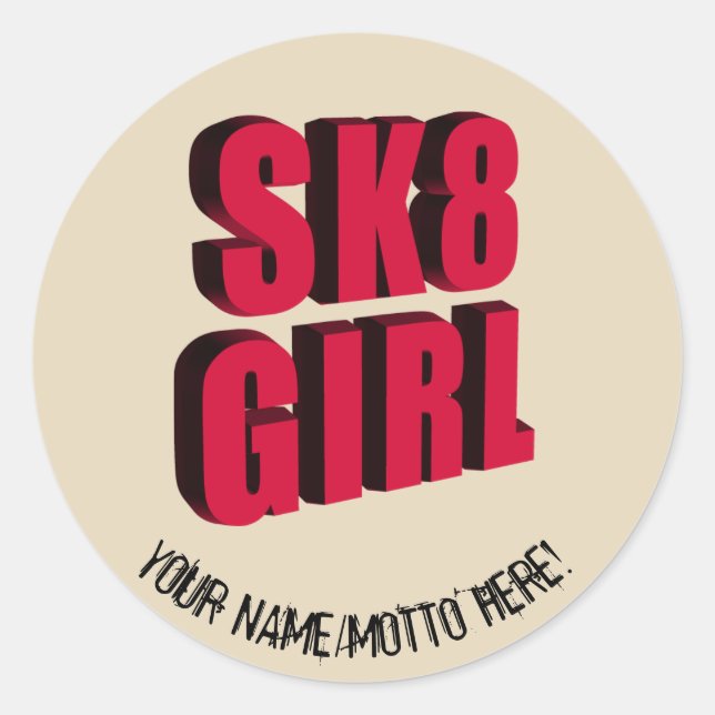 Skateboard Logo Classic Round Sticker (Front)