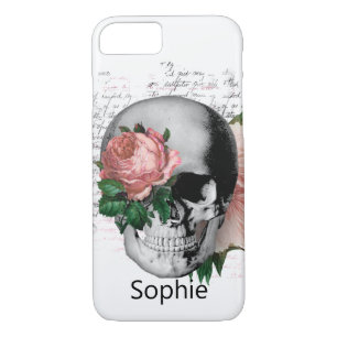 Skateboard Modern Dusty Pink Rose Skull    iPhone 8/7 Case
